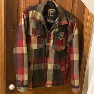 Billabong plaid , men’s Sherpa lined jacket- size large